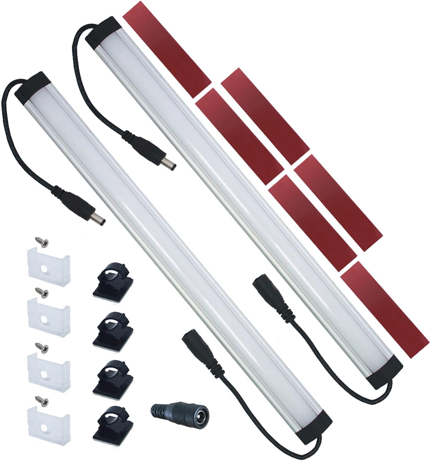 Extra Under Cabinet Lighting Bars,12VDC, 5000K Daylight White, with Mounting Clips, Screws, Self-Adhesive Pads. Compatible LL-008 Series ONLY-[2-Pack-5000K]