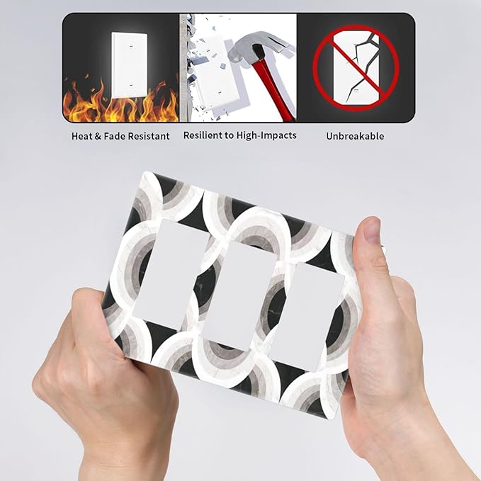 Bvtewkhz Black/White Art Marble 3 Gang Triple Rocker Decorative Light Switch - Image 5