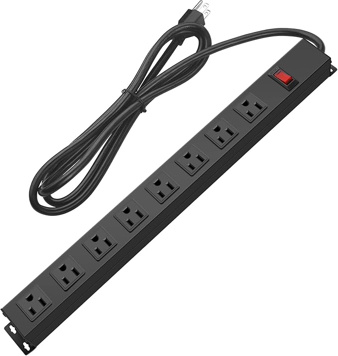 HHSOET Metal Wide Spaced Power Strip, 8 Outlets, 1200J Surge Protector by HHSOET