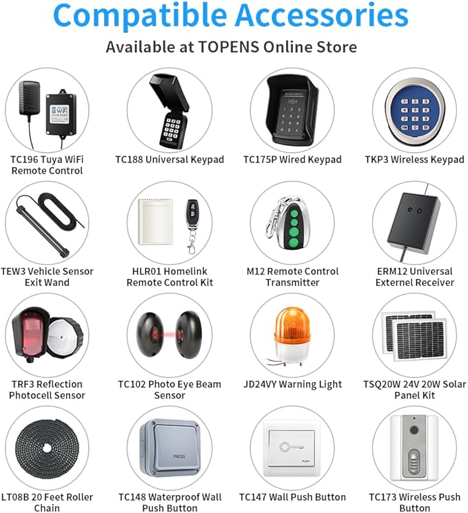 TOPENS DKC500S Solar Sliding Gate Opener Chain Drive Automatic Gate Motor - Image 8