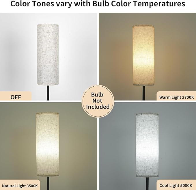FRIDEKO HOME Floor Lamp with Beige Shade, Simple Design with Foot Pedal Switch - Image 3