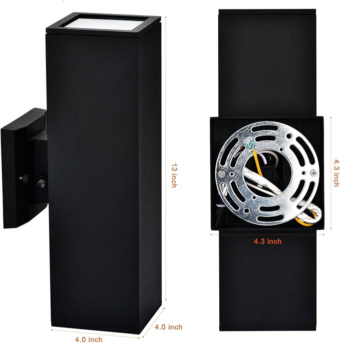 Dawn to Dusk Outdoor Light Fixtures Wall Mount 2 Pack, LED Modern Up Down - Image 2