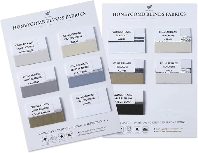 SmartWings Cellular Fabric Samples, 100% Blackout & Light Filtering Fabric by SmartWings