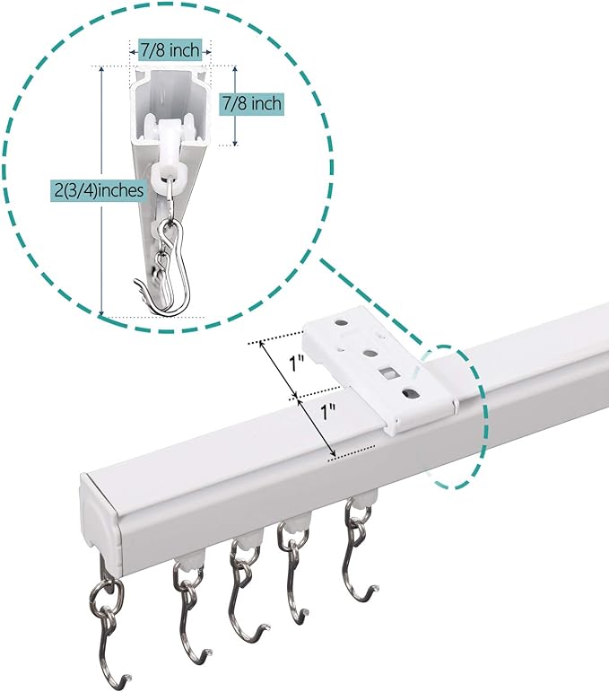 ChadMade Ceiling/Wall Mount Curtain Track Rod Set - 9ft Adjustable Length - Image 2