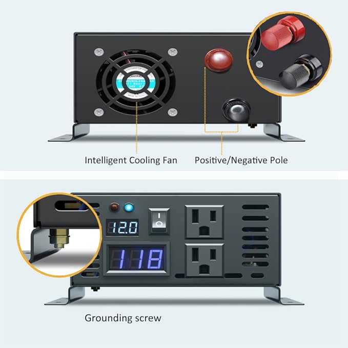 WZRELB Full Power Pure Sine Wave 12V to 120V Dc to AC Power Inverter - Image 3