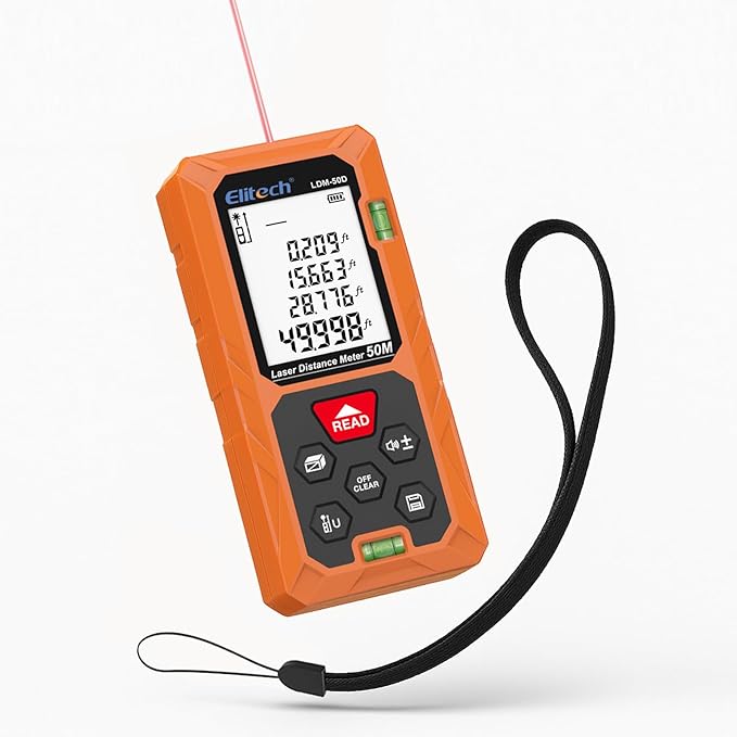 Elitech Laser Measuring Tool 165ft, Digital Laser Tape Measure by Elitech