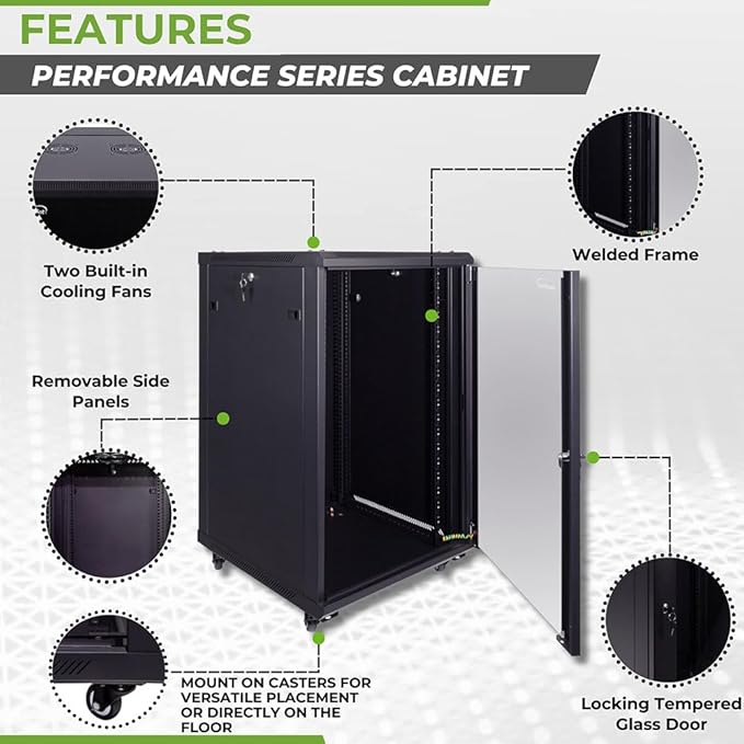 NavePoint 18U Server Cabinet Wall Mount Rack Enclosure - Image 2