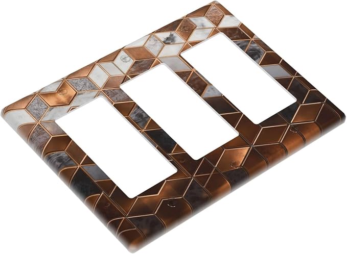 Bvtewkhz Brown Abstract Luxury Modern Geometric Cubic Marble 3 Gang Triple - Image 3