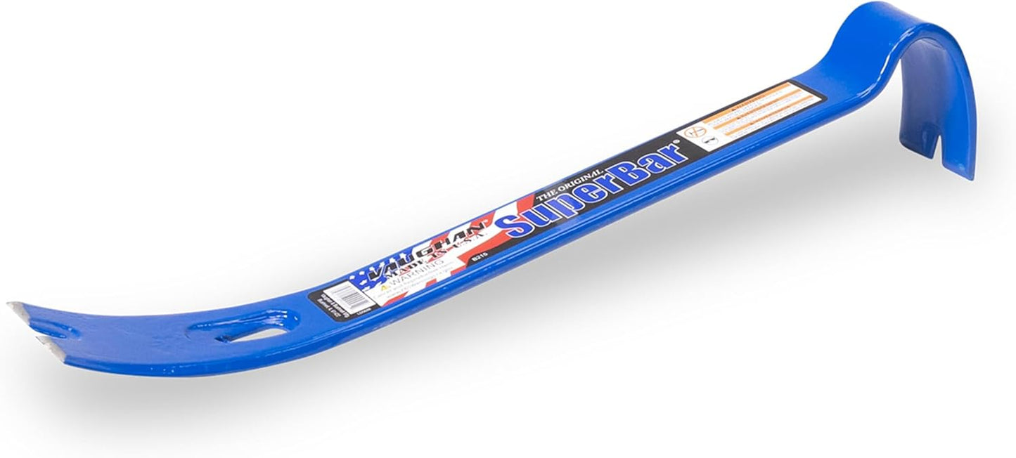 VAUGHAN Superbar Pry Bar, 15 Inch, Nail Puller | 15 Inch flat pry bar with beveled ends for molding removal and nail pulling. VN45001, B215
