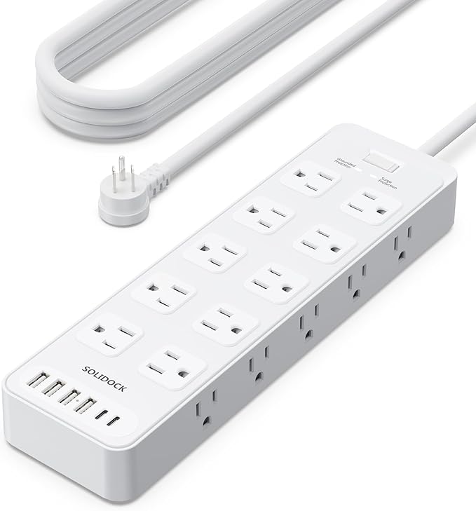 Solidock Power Strip Surge Protector Flat Plug by Unknown