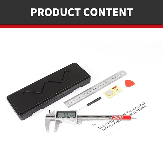 6" / 150 mm Stainless Steel Digital Caliper & Stainless Steel Rule Set - Image 7