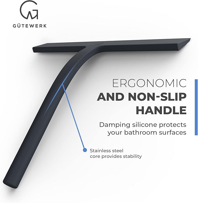 GÜTEWERK Shower Squeegee for Glass Doors, Silicone Window Squeegee, Bathroom - Image 2