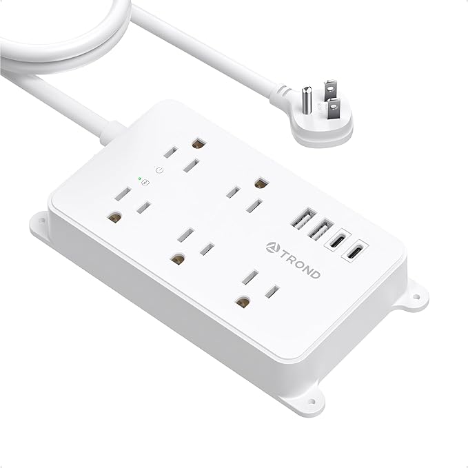 TROND Power Strip with USB, 10ft Extension Cord Surge Protector, 5 Widely by TRONDOfficial