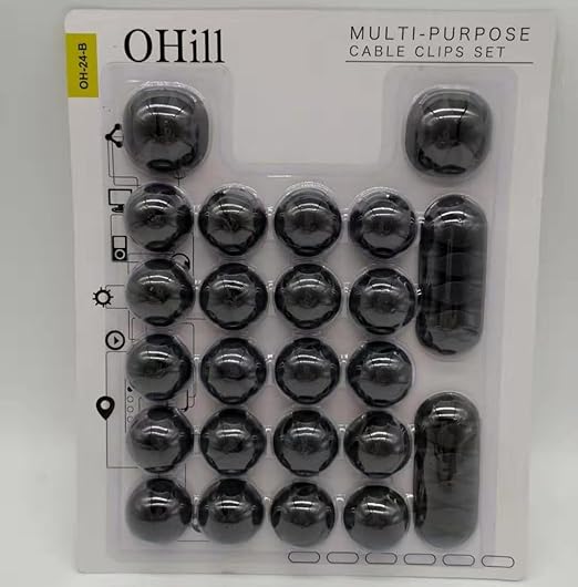 OHill Desk Cable Management Cord Organizer, 24 Pack Black Self Adhesive Cord - Image 7