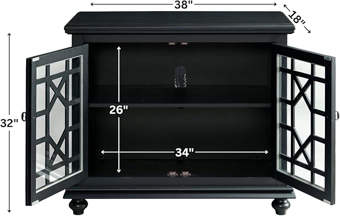 Martin Svensson Home Small Spaces TV Stand 2-Door Accent Cabinet, Antique Black - Image 3