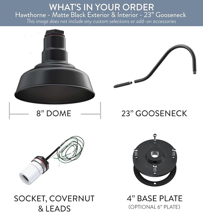 Steel Lighting Co. Hawthorne Barn Light | Outdoor Wall Mounted | 8 inch Dome | - Image 6