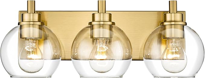 METWET Bathroom Light Fixtures, 3-Light Brushed Gold Vanity Light, Modern Wall by Metwet