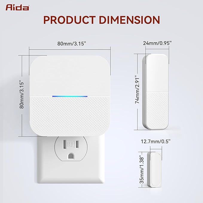 AIDA Door Alarms When Opened Wireless Ring Chime Sensor Alarm - Image 8