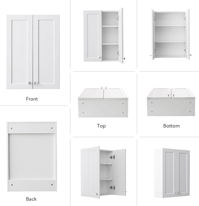 White Wall Mount Cabinet, MDF Over The Toilet Storage Cabinet - Image 5