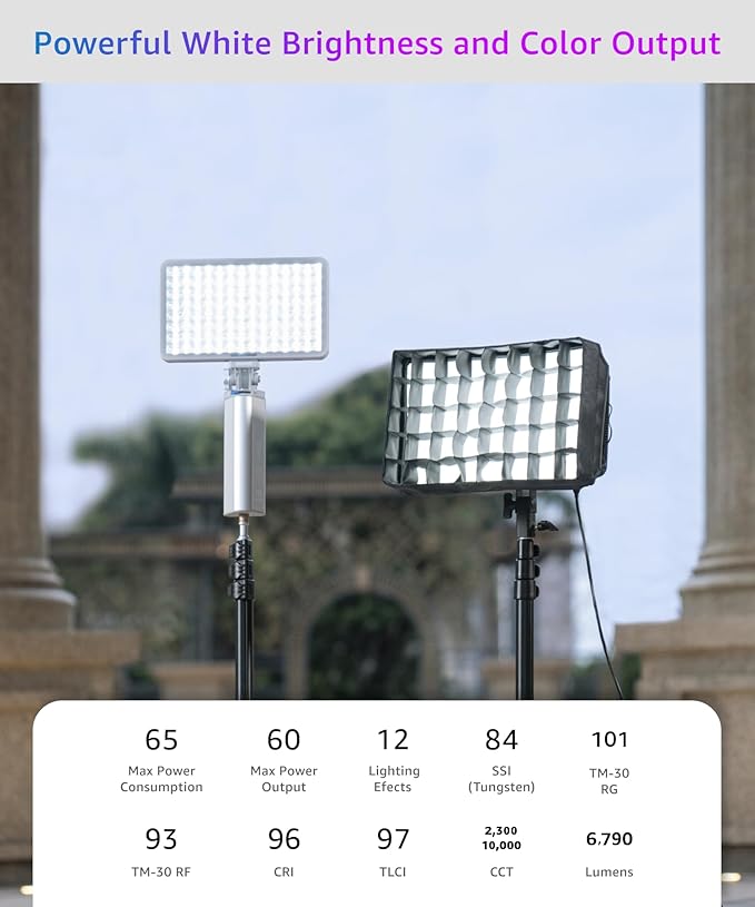 amaran Pano 60c Kit, Compact 60W RGBWW Full Color Panel Light, Support USB-C PD - Image 3