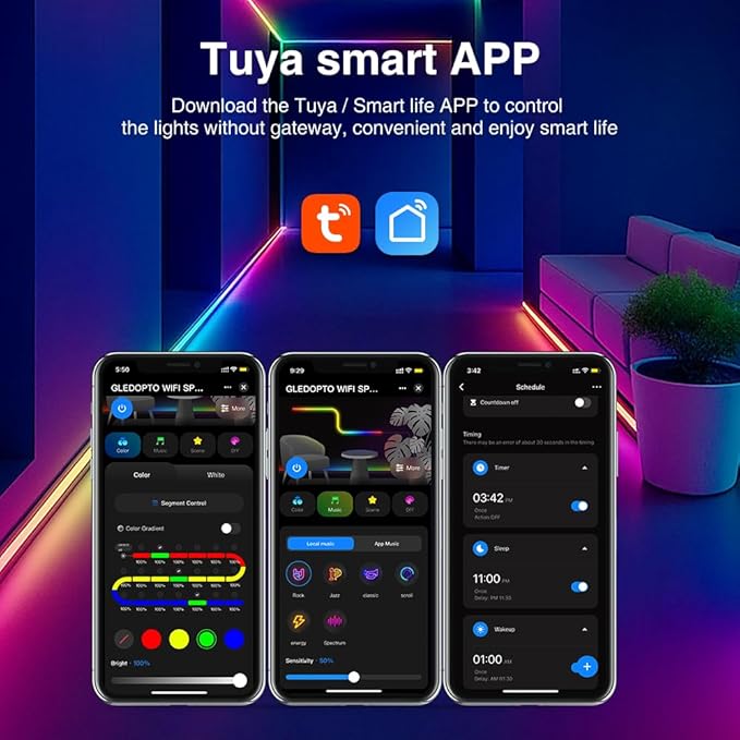 ZigBee Tuya SPI Pixel LED Strip Light Controller Smart Life APP Control RGB IC - Image 5