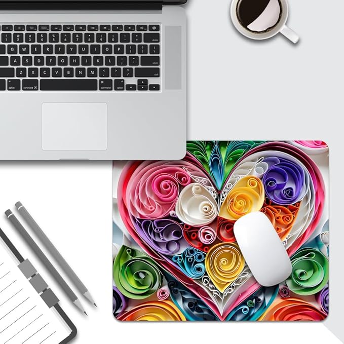 Love Flower Square Mouse pad, Waterproof, Anti Slip Rubber Base, Computer Mouse - Image 5
