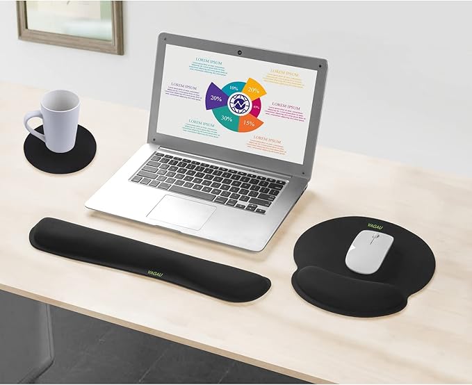 VAGAU Premium Keyboard Wrist Rest and Mouse Pad Wrist Support, Ergonomic Memory - Image 2