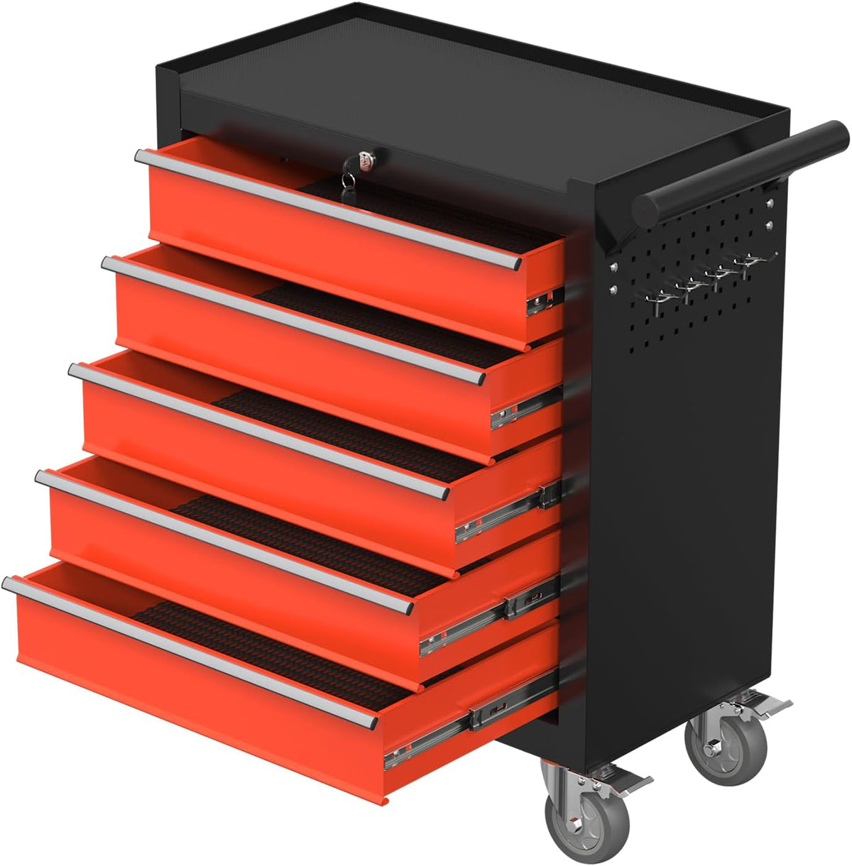 5-drawer rolling tool chest with wheels, metal tool, main product view