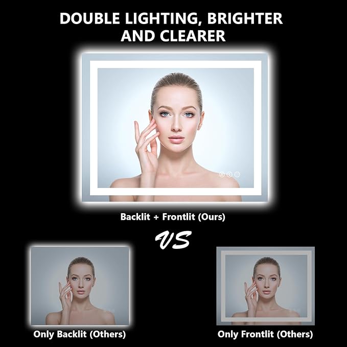 YEELAIT 40x32 Inch LED Bathroom Mirror - Image 3