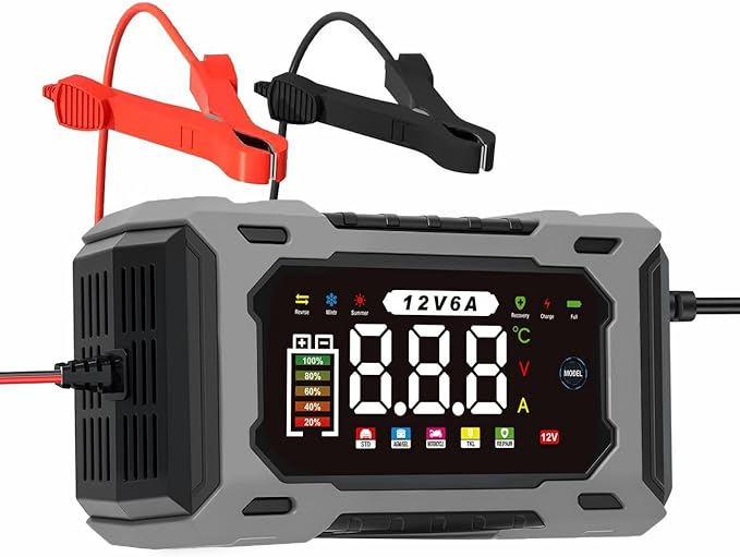 6-Amp 12V Smart Car Battery Charger, Battery Maintainer Trickle Charger by kalonwell