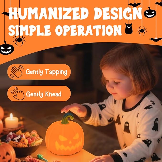 LEDHOLYT Night Light for Kids, Cute Silicone Nursery Pumpkin Lamp for Baby and - Image 6