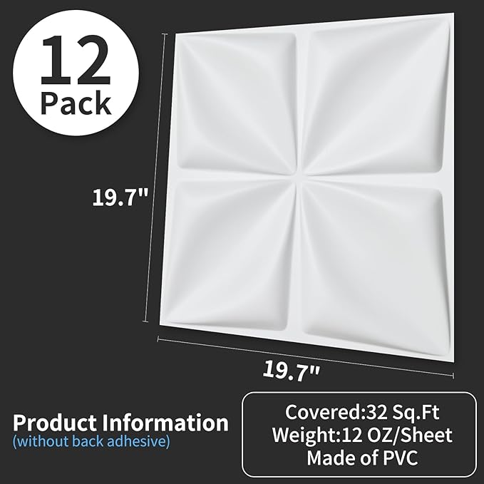 Art3d 19.7" x 19.7" 3D Wall Panels Lucky Leaves PVC Wall Panel - Image 3