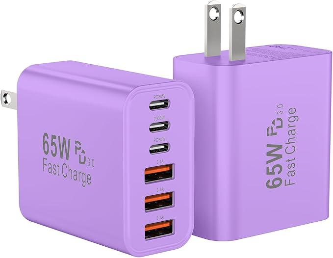 USB C Fast Charger Block, iPhone Charger Fast Charging Blocks 65W Multi Port by Bustuny