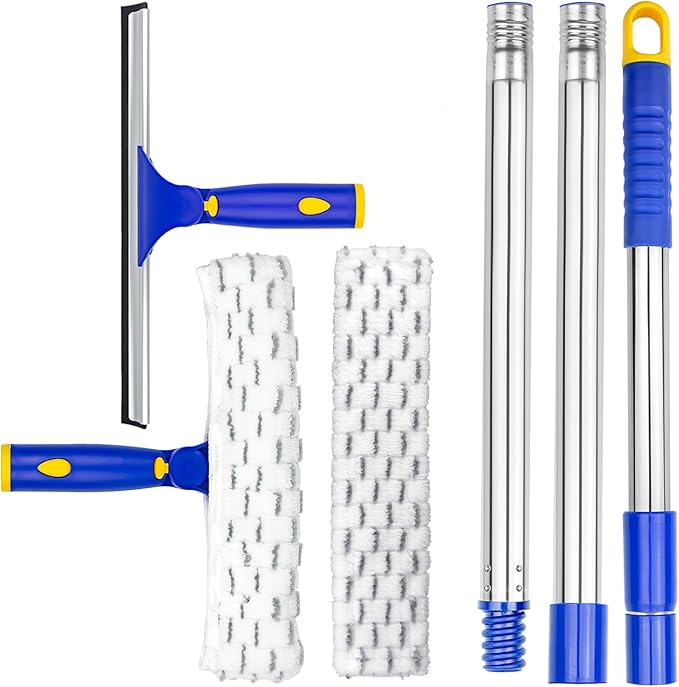 ITTAR Window Squeegee with 2 Sets Stainless Steel Pole, Squeegee Cleaning Tools by ITTAR