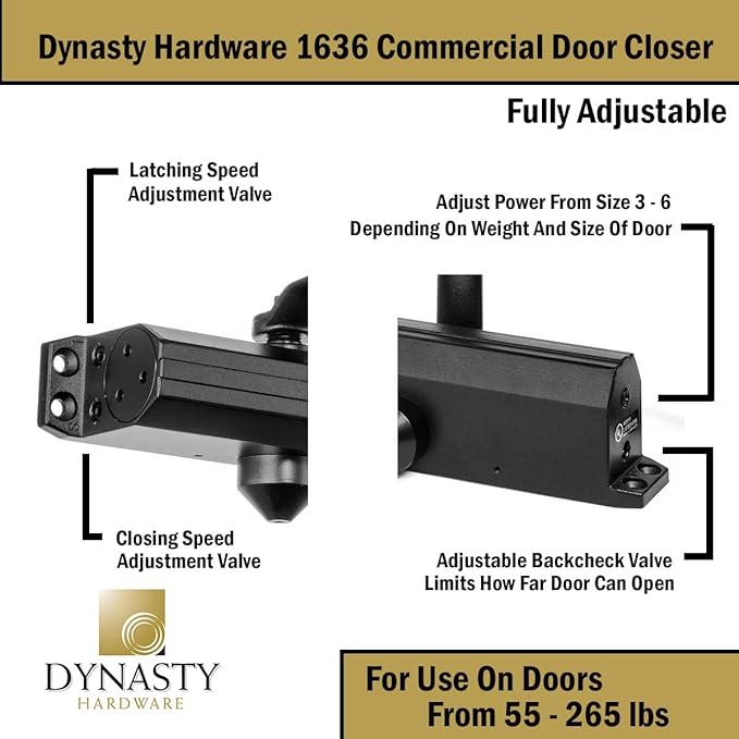 Dynasty Hardware Door Closer, Grade 1 Heavy Duty Commercial Hydraulic Closer - Image 4