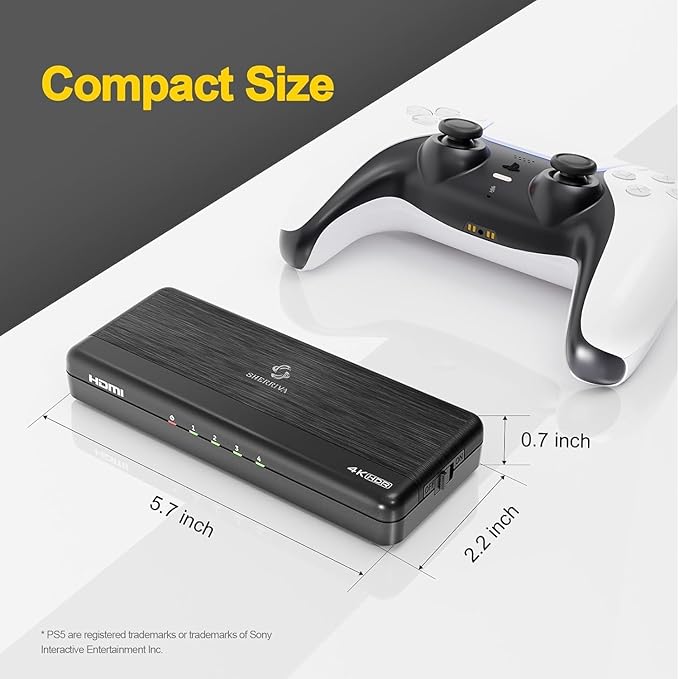 SHERRIVA 4K HDMI Splitter 1 in 4 Out – 4K@60Hz, 1080p@240Hz, Auto Downscaling - Image 6