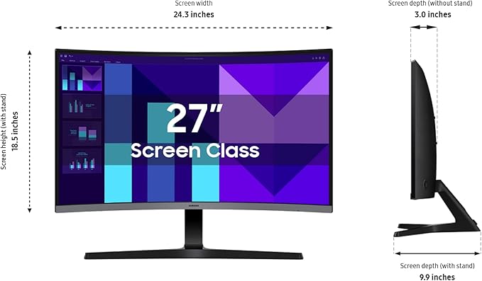 Samsung 27-inch S3 FHD 100Hz Curved Monitor, Game Mode, Eye Saver Mode - Image 3