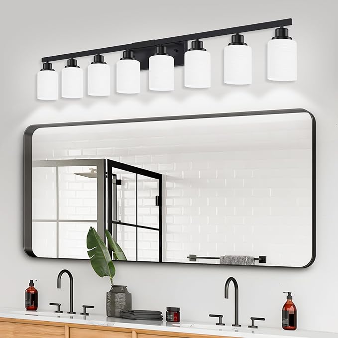 DIKAIDA 8-Light Bathroom Light Fixtures Over Mirror, 52inch Modern Matte Black - Image 6
