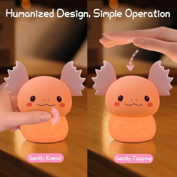 Axolotl Gifts Night Light for Kids, Cute Silicone Nursery Axolotl Lamp for Baby - Image 2