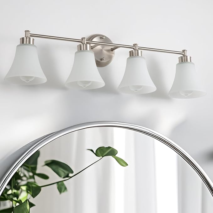 LOUSACE 4 Light Bathroom Vanity Light Brushed Nickel Bathroom Lighting Fixtures - Image 2