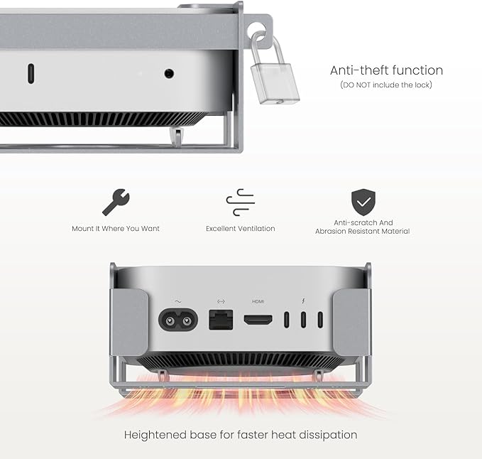 Fasgear Mac mini M4 Vesa Mount Pure Aluminum, Under Desk Mounting Bracket - Image 5
