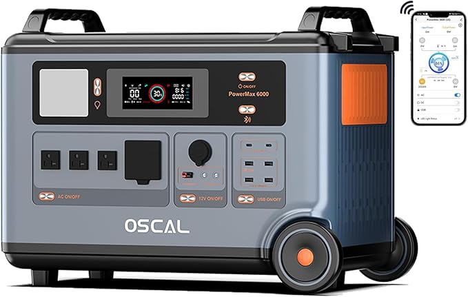 Oscal PowerMax 6000 Portable Power Station 3600Wh LiFePO4 Batteries, 6000W by Unknown