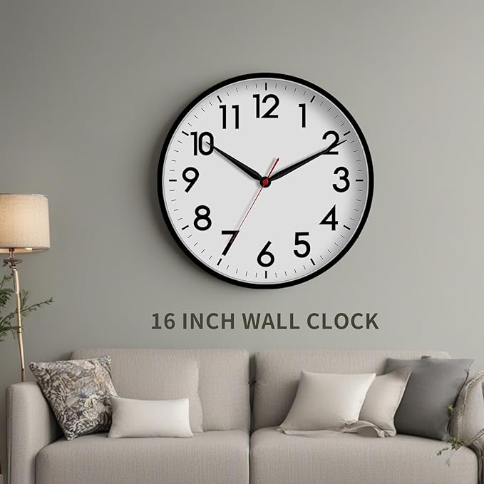 AKCISOT 16 Inch Wall Clock Large Silent Non-Ticking Wall Clocks Battery Operated - Image 5