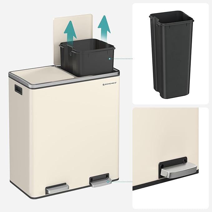 SONGMICS Trash Can, 2 x 8 Gallon Garbage Can - Image 6