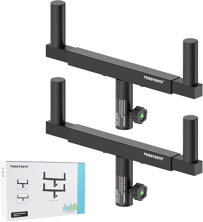 Vondynote Set of 2 Dual Speaker Mount Bar Mounting Fork Bracket Speaker Pole by Vondynote