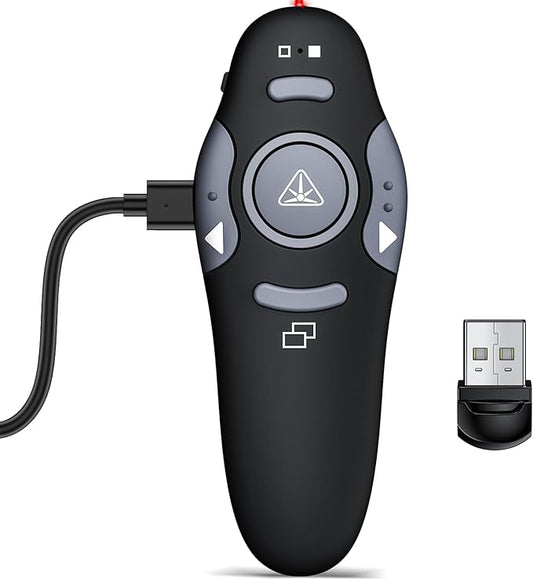 DinoFire Presentation Remote, RF 2.4GZ Rechargeable USB Slide Clicker by DinoFire