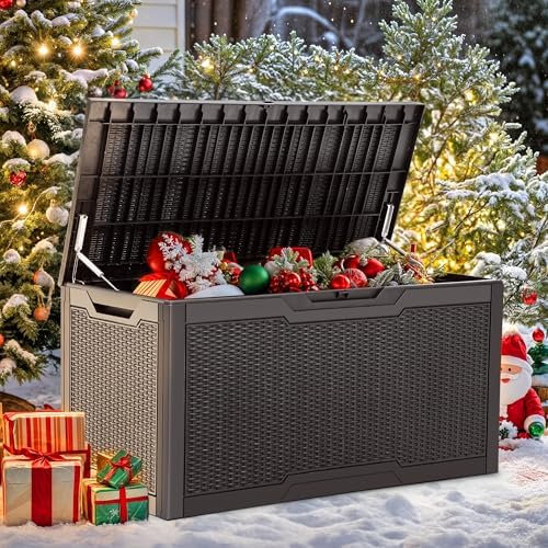 yitahome 100 gallon outdoor storage box shown in use