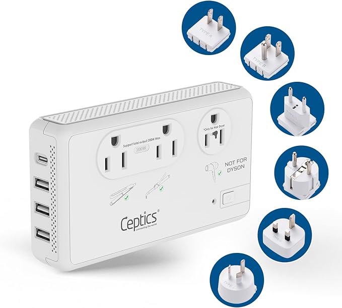 Ceptics 2000W Travel Voltage Converter by Ceptics