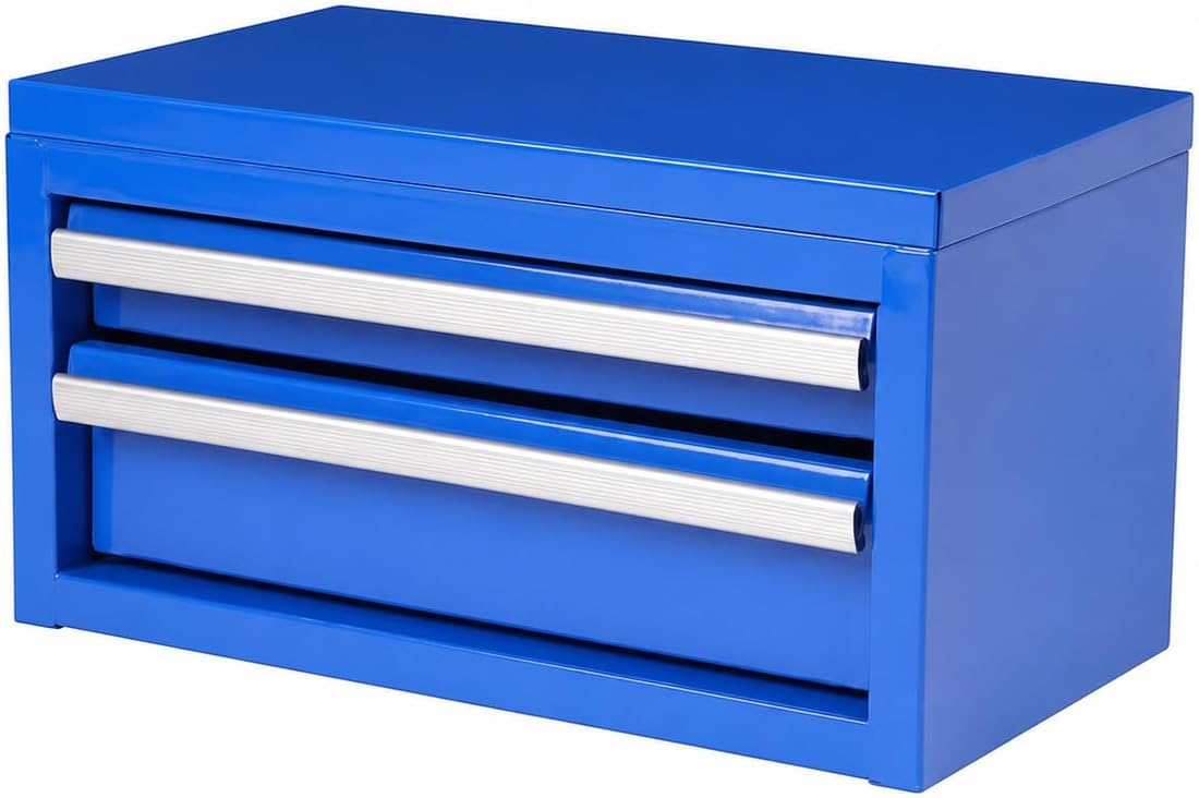 mini 2-drawer blue steel tool box, main product view