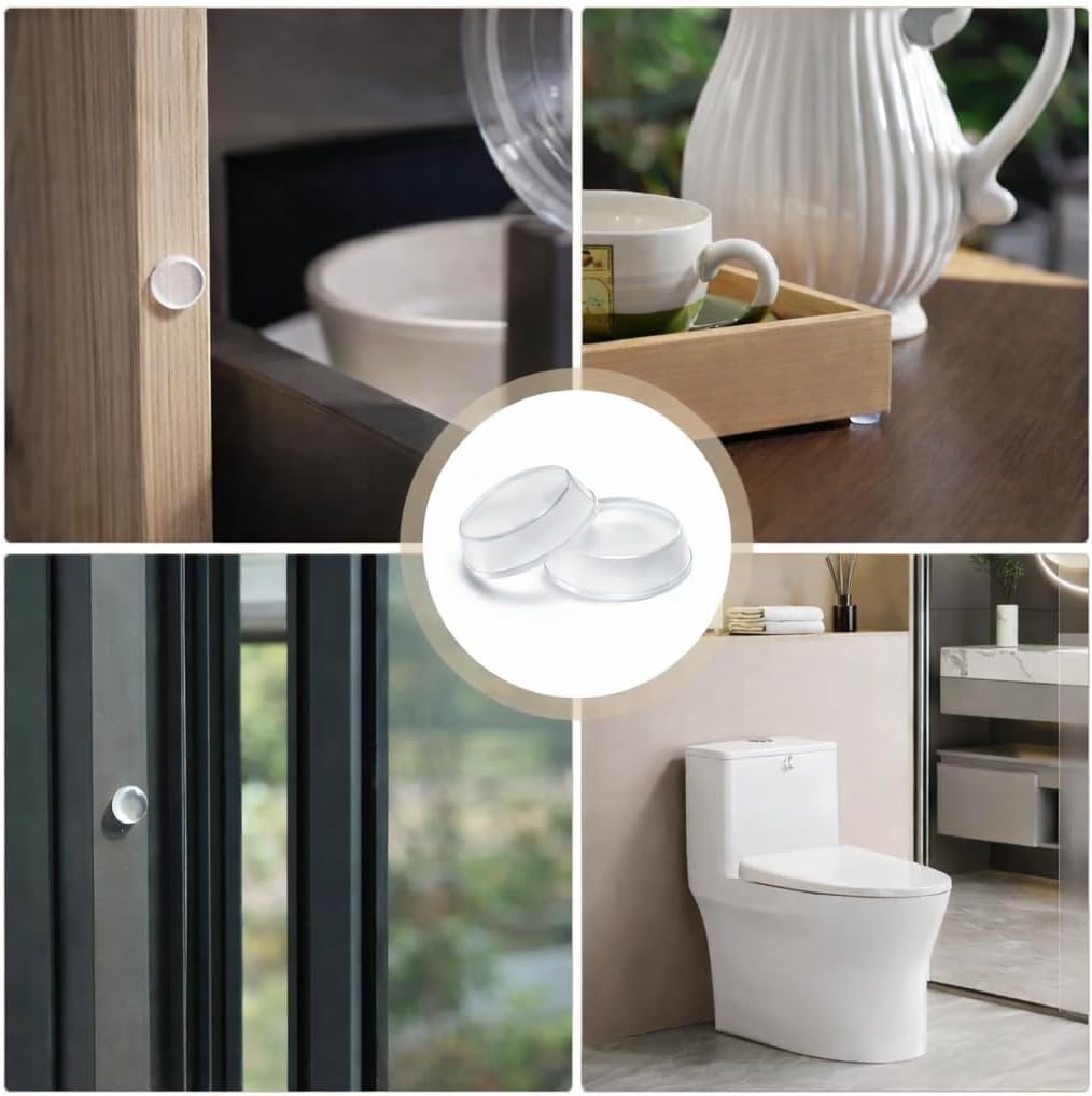 300 Pieces Cabinet Door Bumpers – Clear 0.47 Inch Round Silicone Self Adhesive Rubber Bumper Pads for Cabinets, Drawers & Furniture